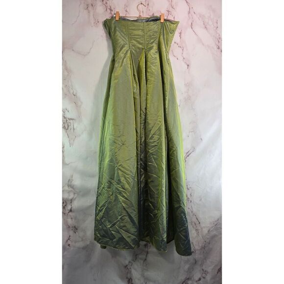 Gunne Sax Dress Womens Medium Green Holographic Y2K Whimsy Tube Prom Millennium - Picture 5 of 14